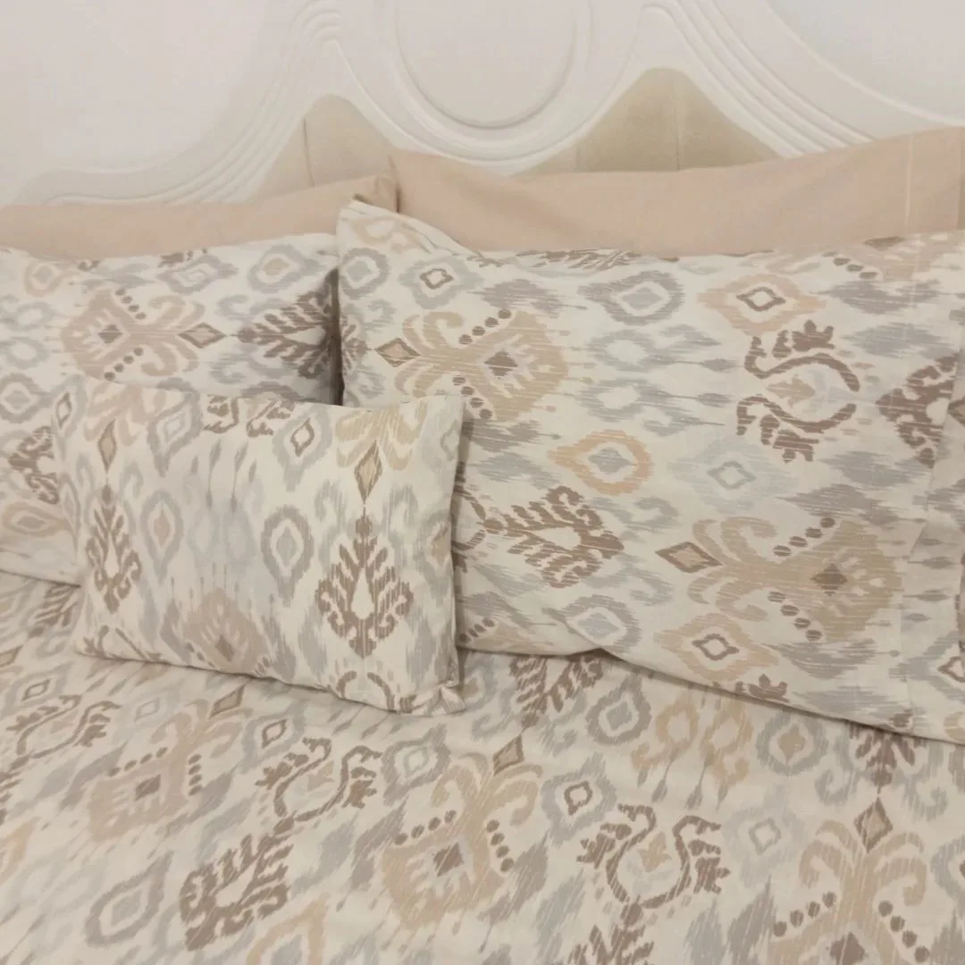 Etnik Desenli Bej Lüks Nevresim Takımı